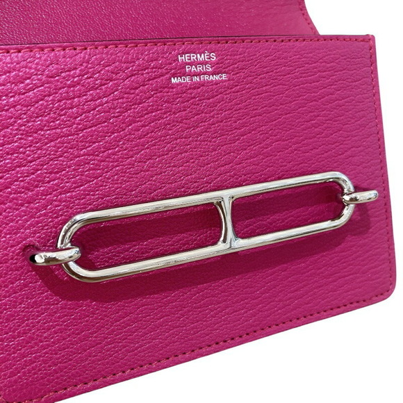 Hermes Ruri Slim Chevre Handbag Rose Pink Purple Silver - Picture 6 of 12